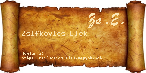 Zsifkovics Elek névjegykártya