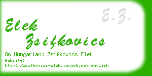 elek zsifkovics business card